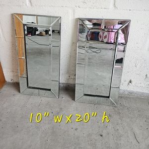 Two Beautiful Matching Mirrors with a Mirrored Frame that Sits Above the Mirror
